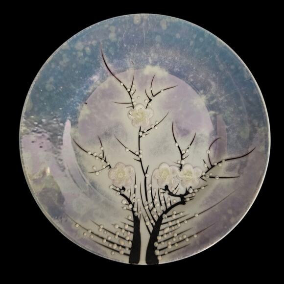 Vintage Japan Lusterware Plates Set of 3 Plum Blossom Iridescent 7" - Picture 3 of 6